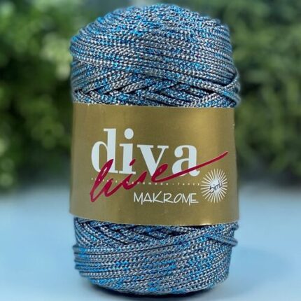Diva Makrome İpi Simli 108s Gri-Mavi