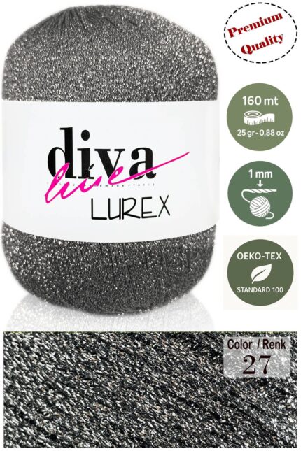 Diva Lurex 27 Orta Gri ( 6 lı Paket )