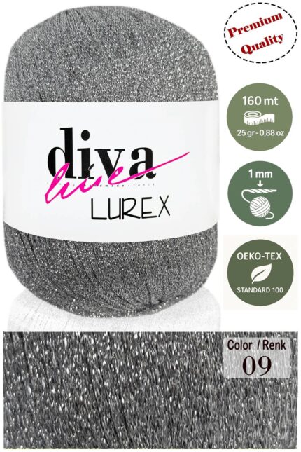 Diva Lurex 09 Gümüş ( 6 lı Paket )