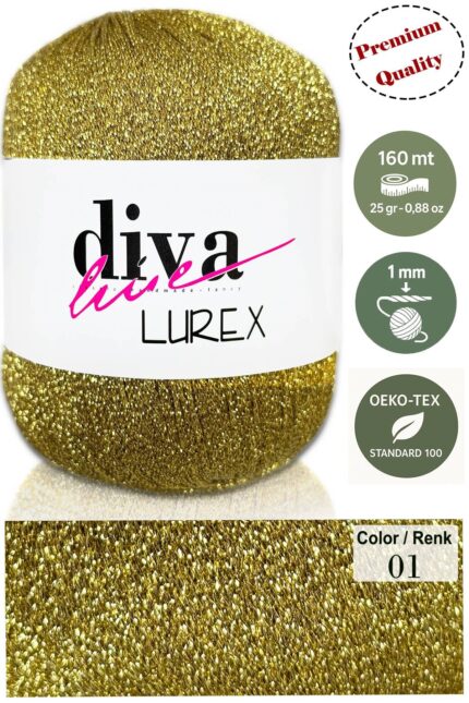 Diva Lurex 01 Gold ( 6 lı Paket )