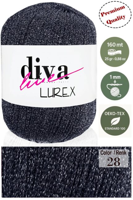 Diva Lurex 28 Antrasit ( 6 lı Paket )