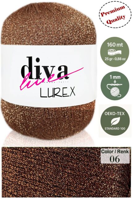 Diva Lurex 06 Bakır ( 6 lı Paket )