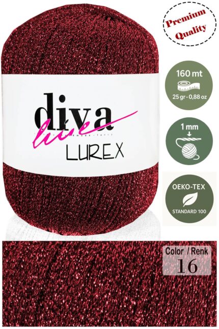 Diva Lurex 16 Kırmızı ( 6 lı Paket )
