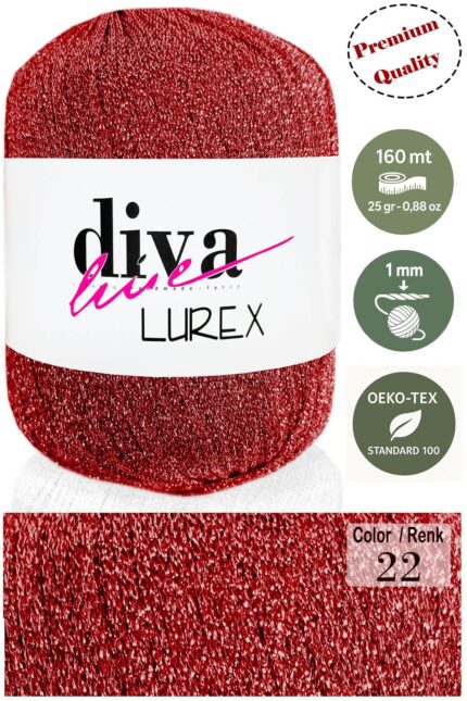 Diva Lurex 22 Açık Kırmızı ( 6 lı Paket )