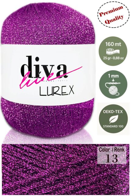 Diva Lurex 13 Böğürtlen ( 6 lı Paket )