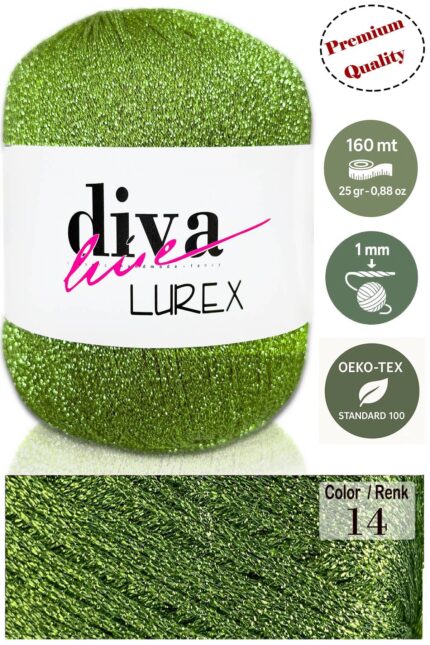 Diva Lurex 14 Fıstık Yeşili ( 6 lı Paket )