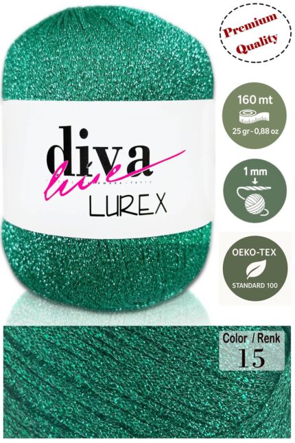 Diva Lurex 15 Zümrüt ( 6 lı Paket )