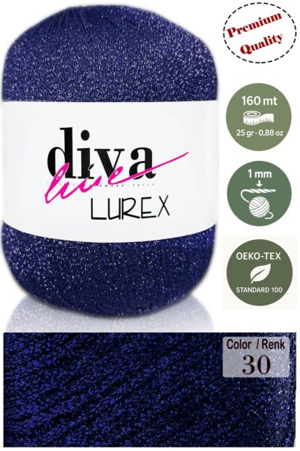 Diva Lurex 30 Lacivert ( 6 lı Paket )