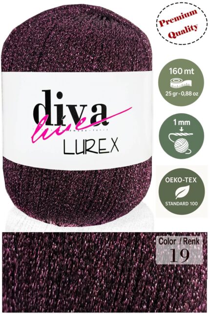 Diva Lurex 19 Patlıcan ( 6 lı Paket )