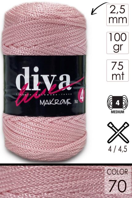 Diva Makrome İpi Kalın (No:4) 070 Somon ( 6 lı Paket )