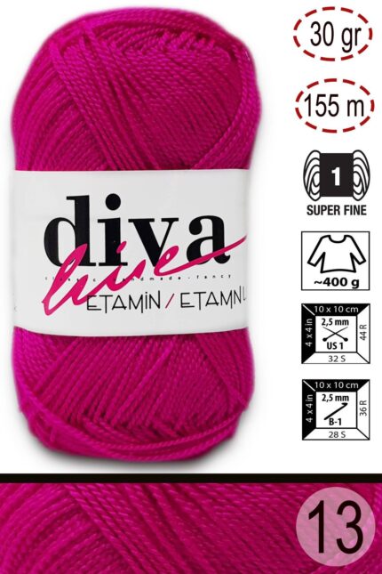 Diva Etamin 13 Koyu fuşya ( 10 lu Paket )