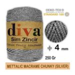 Metallic Makrome Sim Zincir 3 Silver ( 4 lü Paket )