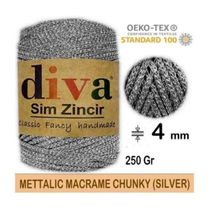 Metallic Makrome Sim Zincir 3 Silver ( 4 lü Paket )