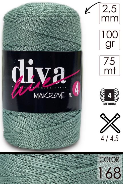 Diva Makrome İpi Kalın (No:4) 168 Soft Mint ( 6 lı Paket )