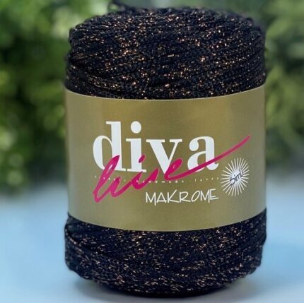 Diva Makrome İpi Simli 999B Siyah-Bakır ( 6 lı Paket )