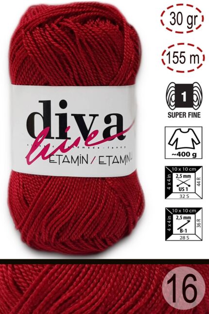 Diva Etamin 16 Koyu kırmızı ( 10 lu Paket )