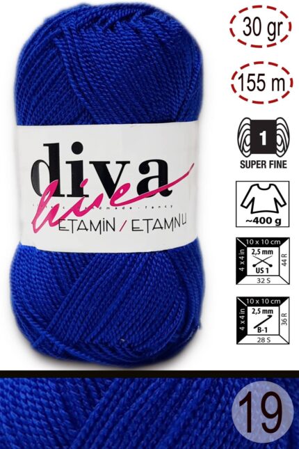 Diva Etamin 19 Saks mavi ( 10 lu Paket )