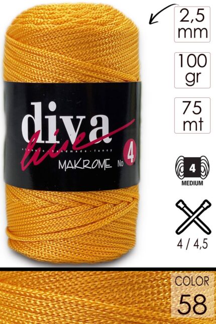 Diva Makrome İpi Kalın (No:4) 58 ( 6 lı Paket )
