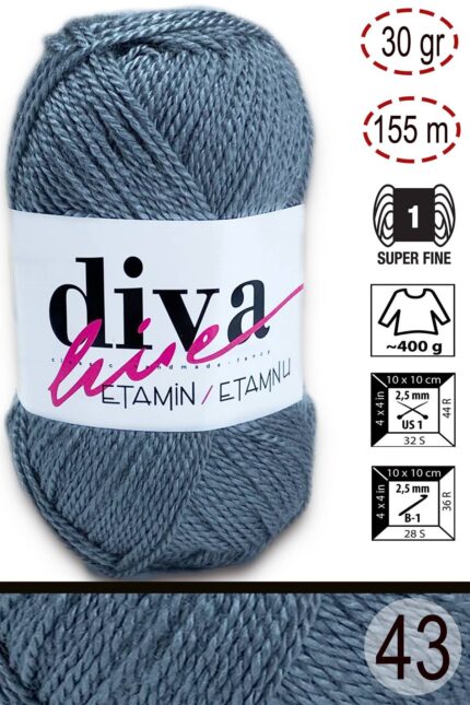 Diva Etamin 43 Gri ( 10 lu Paket )