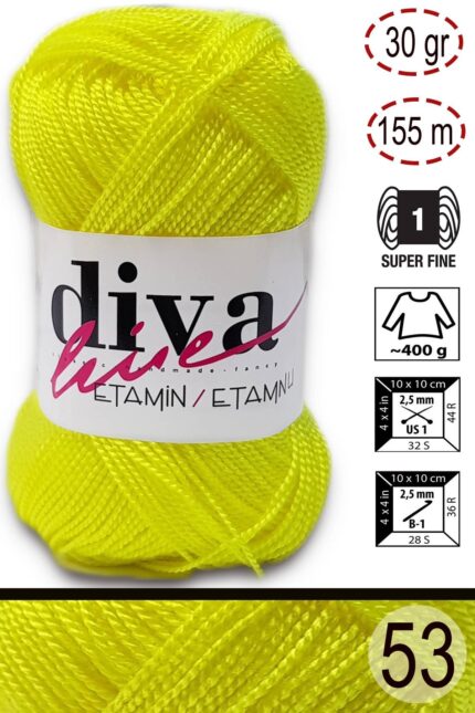 Diva Etamin 53 Neon sarı ( 10 lu Paket )