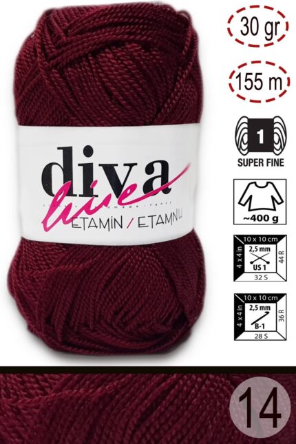 Diva Etamin 14 Bordo ( 10 lu Paket )
