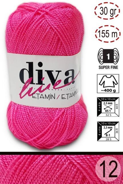 Diva Etamin 12 Gül pembe ( 10 lu Paket )