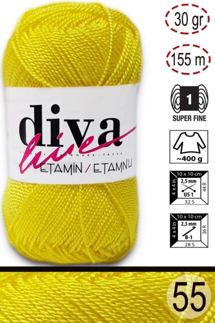 Diva Etamin 55 Kanarya sarı ( 10 lu Paket )