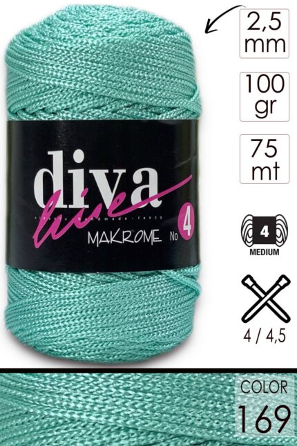 Diva Makrome İpi Kalın (No:4) 169 Mint ( 6 lı Paket )