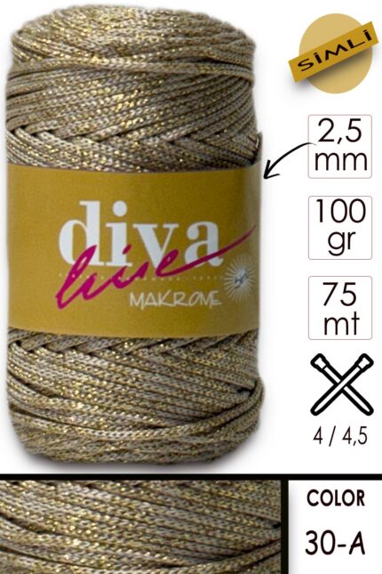 Diva Makrome İpi Simli 30A ( 6 lı Paket )