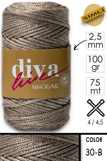 Diva Makrome İpi Simli 30B ( 6 lı Paket )