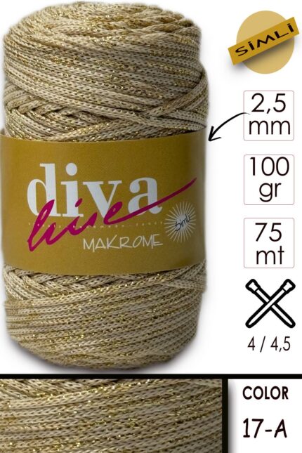 Diva Makrome İpi Simli 17A ( 6 lı Paket )