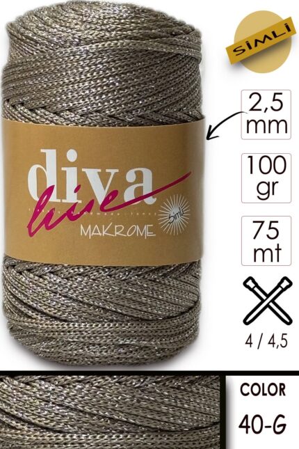 Diva Makrome İpi Simli 40G ( 6 lı Paket )