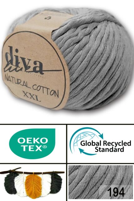 Diva Natural Cotton XXL 194 Orta Gri (4 lü Paket)