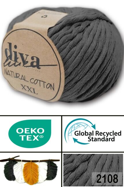 Diva Natural Cotton XXL 2108 Antrasit (4 lü Paket)