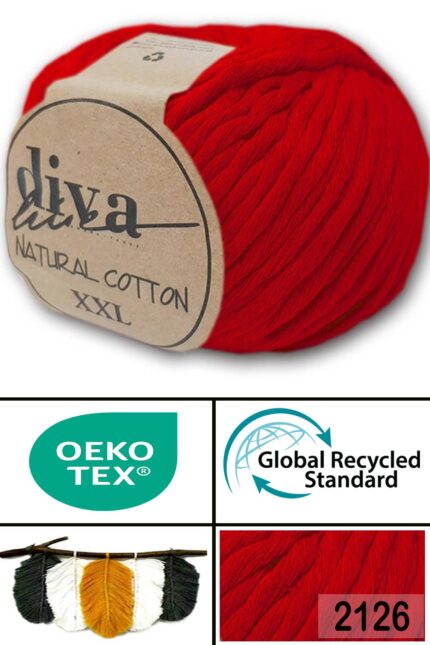 Diva Natural Cotton XXL 2126 Kırmızı (4 lü Paket)
