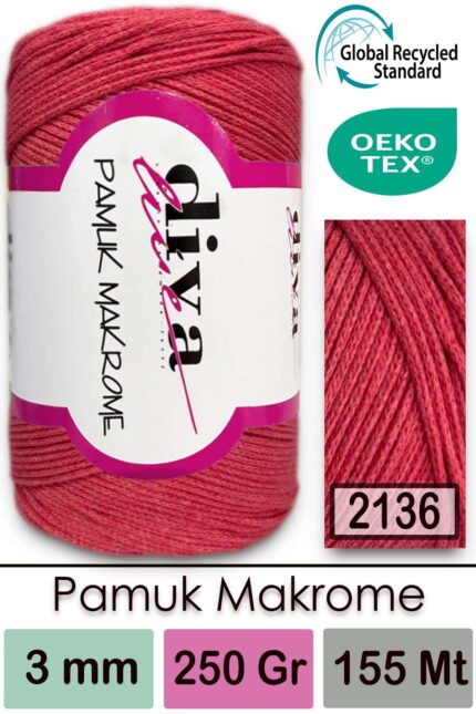 Diva Pamuk Makrome 2136 Nar Çiçeği ( 4 lü Paket)