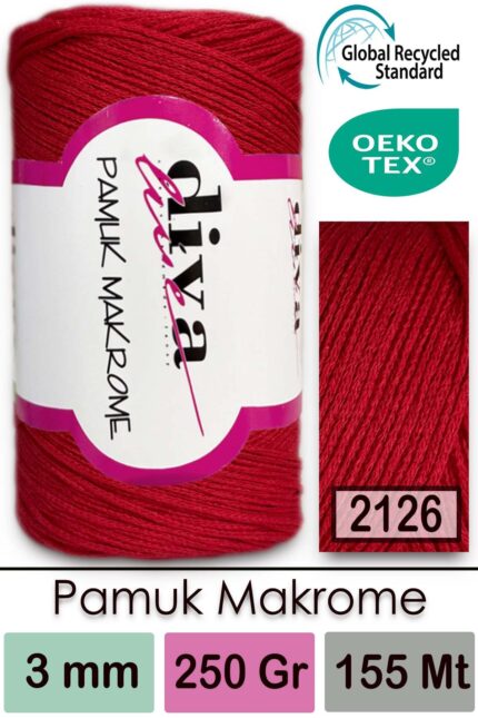 Diva Pamuk Makrome 2126 Kırmızı ( 4 lü Paket)