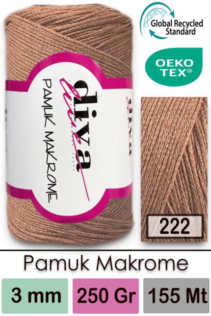 Diva Pamuk Makrome 222 Koyu Sütlü Kahve ( 4 lü Paket)