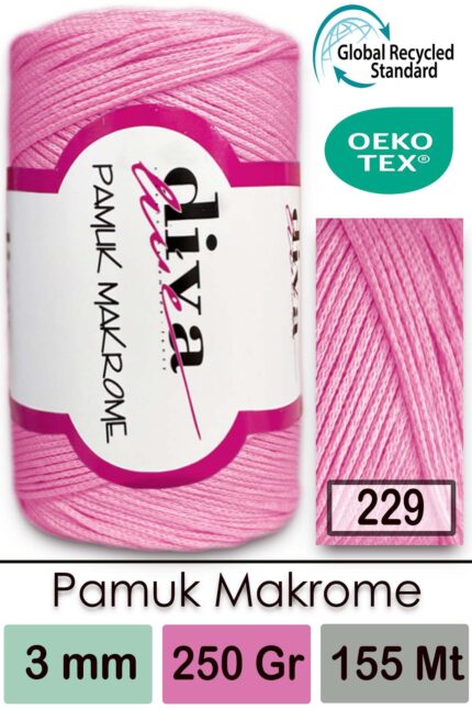 Diva Pamuk Makrome 229 Pembe ( 4 lü Paket)