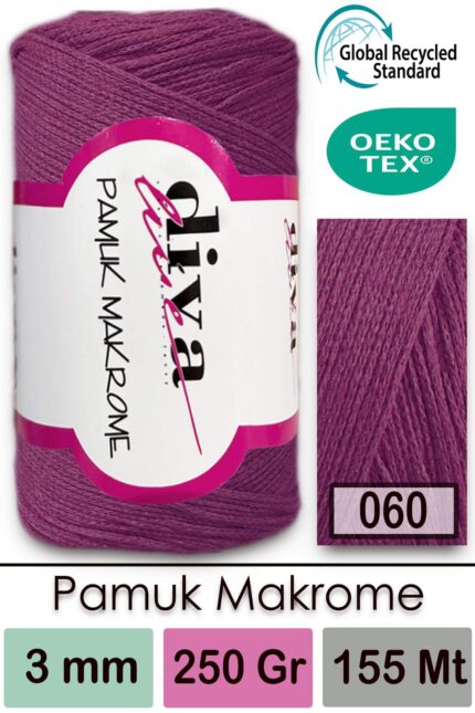Diva Pamuk Makrome 60 Mürdüm ( 4 lü Paket)