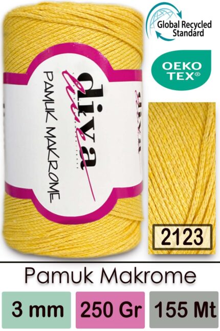 Diva Pamuk Makrome 2123 Sarı ( 4 lü Paket)