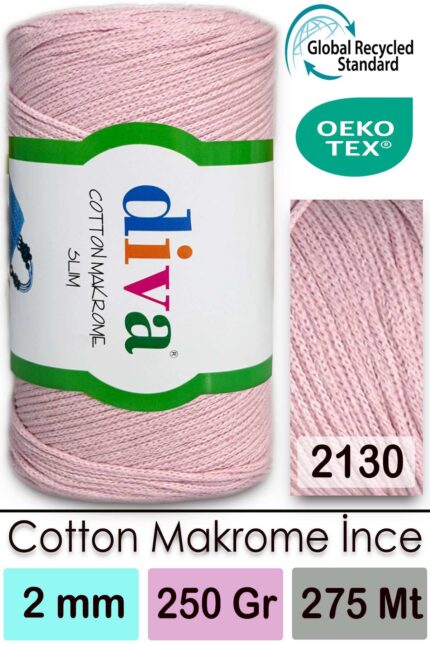 Diva Cotton Makrome İnce 2130 Açık Pembe ( 4 lü Paket )
