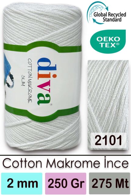 Diva Cotton Makrome İnce 2101 Beyaz ( 4 lü Paket )