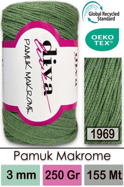 Diva Pamuk Makrome 1969 Elma Yeşili ( 4 lü Paket)