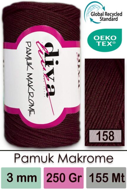 Diva Pamuk Makrome 158 Patlıcan ( 4 lü Paket)