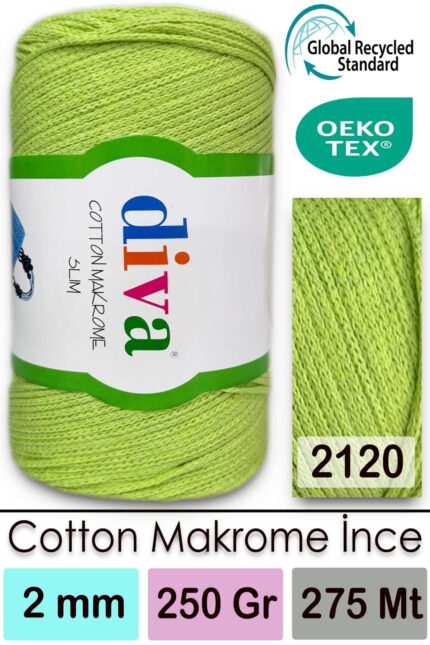 Diva Cotton Makrome İnce 2120 Fıstık Yeşili ( 4 lü Paket )