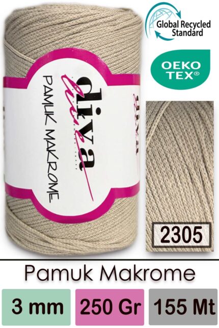 Diva Pamuk Makrome 2305 Bej ( 4 lü Paket)