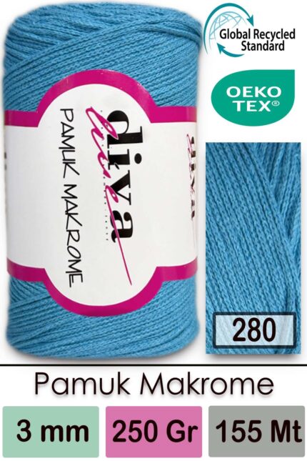 Diva Pamuk Makrome 280 Turkuaz ( 4 lü Paket)
