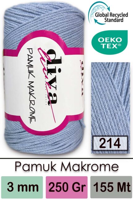 Diva Pamuk Makrome 214 Bebe Mavi ( 4 lü Paket)