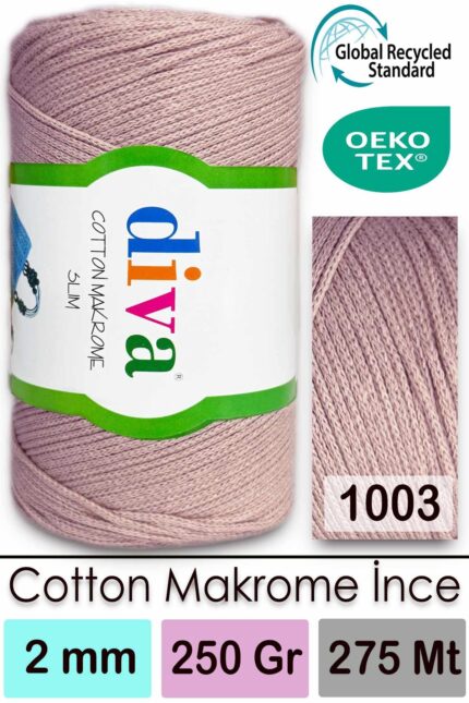 Diva Cotton Makrome İnce 1003 Soft Pudra ( 4 lü Paket )